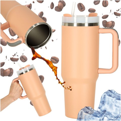 Kubek termiczny ze słomką i uchwytem termos 1200ml róż pudrowy Kik Sp. z o. o. Sp. k. Kubek termiczny ze słomką i uchwytem termos 1200ml róż pudrowy Kik Sp. z o. o. Sp. k.
