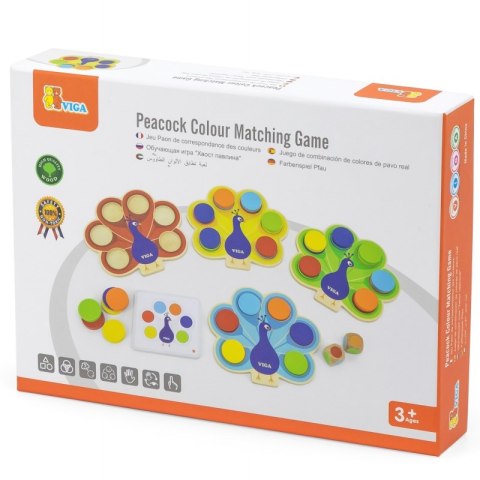 Viga Toys VIGA Drewniana Gra Dopasuj Kolory Pawi Ogon Montessori + Karty Viga Toys VIGA Drewniana Gra Dopasuj Kolory Pawi Ogon Montessori + Karty
