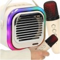 Zestaw do karaoke głośnik Bluetooth 2 mikrofony USB LED 10W kremowy Kik Sp. z o. o. Sp. k.