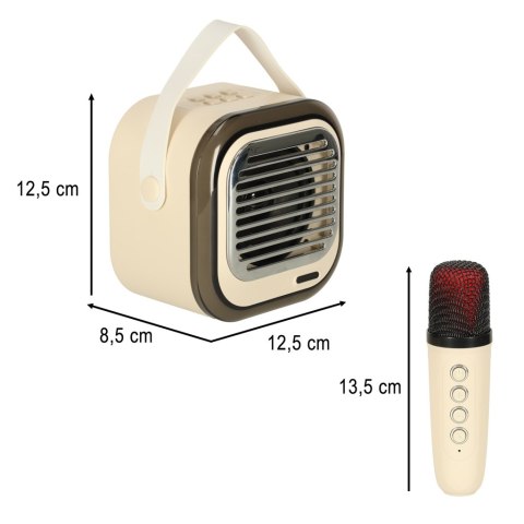 Zestaw do karaoke głośnik Bluetooth 2 mikrofony USB LED 10W kremowy Kik Sp. z o. o. Sp. k. Zestaw do karaoke głośnik Bluetooth 2 mikrofony USB LED 10W kremowy Kik Sp. z o. o. Sp. k.