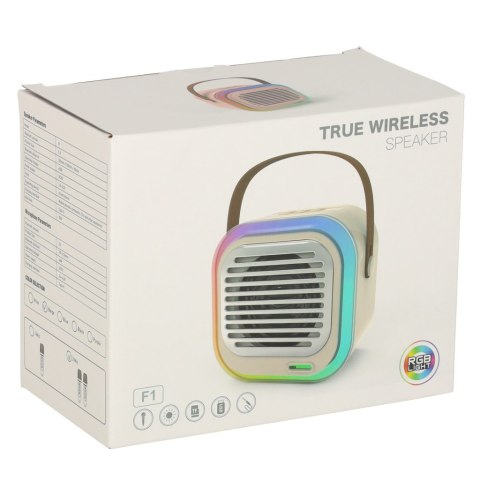 Zestaw do karaoke głośnik Bluetooth 2 mikrofony USB LED 10W kremowy Kik Sp. z o. o. Sp. k. Zestaw do karaoke głośnik Bluetooth 2 mikrofony USB LED 10W kremowy Kik Sp. z o. o. Sp. k.