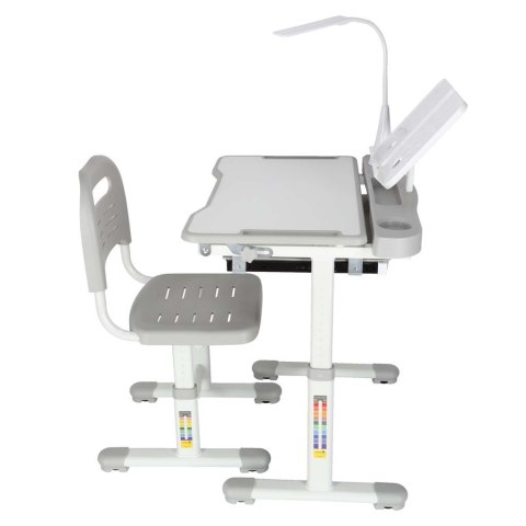 Biurko dziecięce szkolne regulowane krzesło lampka LED USB szare Kik Sp. z o. o. Sp. k. Biurko dziecięce szkolne regulowane krzesło lampka LED USB szare Kik Sp. z o. o. Sp. k.