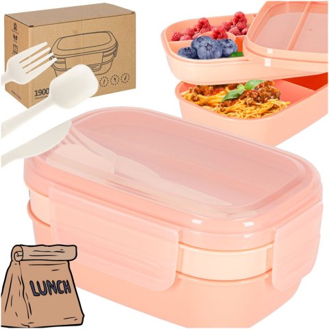 Lunch box śniadaniówka pudełko śniadaniowe z przegródkami dzielone 1900ml morelowe Kik Sp. z o. o. Sp. k. Lunch box śniadaniówka pudełko śniadaniowe z przegródkami dzielone 1900ml morelowe Kik Sp. z o. o. Sp. k.