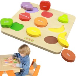 Masterkidz MASTERKIDZ Drewniany Sorter Kształtów Kolorowe Owoce Montessori