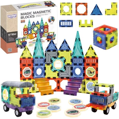 Woopie WOOPIE Klocki Magnetyczne 3D Zestaw Zamek Pojazdy 71el. Woopie WOOPIE Klocki Magnetyczne 3D Zestaw Zamek Pojazdy 71el.