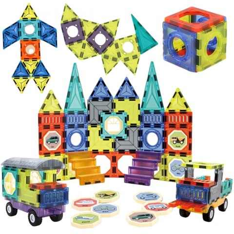 Woopie WOOPIE Klocki Magnetyczne 3D Zestaw Zamek Pojazdy 71el. Woopie WOOPIE Klocki Magnetyczne 3D Zestaw Zamek Pojazdy 71el.