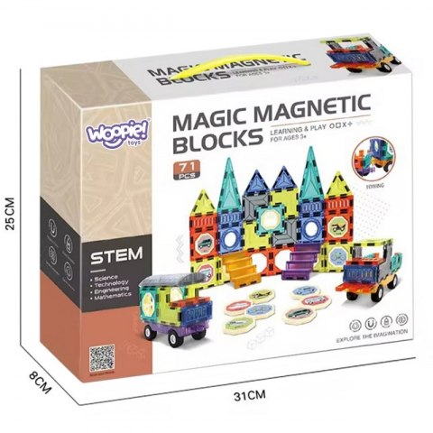 Woopie WOOPIE Klocki Magnetyczne 3D Zestaw Zamek Pojazdy 71el. Woopie WOOPIE Klocki Magnetyczne 3D Zestaw Zamek Pojazdy 71el.