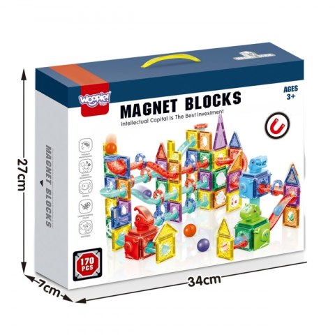 Woopie WOOPIE Klocki Magnetyczne Konstrukcyjne 3D Zestaw Edukacyjny Tor Kulkowy 170el. Woopie WOOPIE Klocki Magnetyczne Konstrukcyjne 3D Zestaw Edukacyjny Tor Kulkowy 170el.
