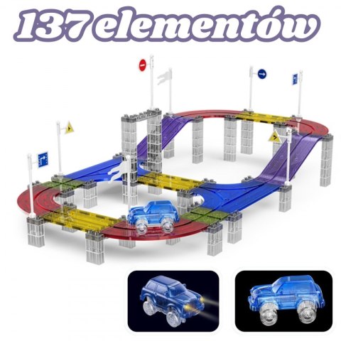 Woopie WOOPIE Magnetyczny Tor Samochodowy Wyścigowy + Autko 137 El. Woopie WOOPIE Magnetyczny Tor Samochodowy Wyścigowy + Autko 137 El.