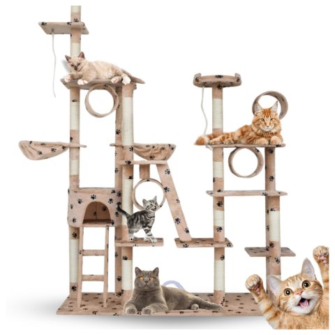 E-hurtownia DRAPAK DLA KOTA XXL DUŻY 255cm WIEŻA HAMAK TUBA DOMEK BEŻOWY W ŁAPKI