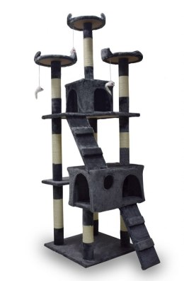 E-hurtownia Drapak dla kota 170 cm ciemnoszary domek platformy legowisko zabawki sizal