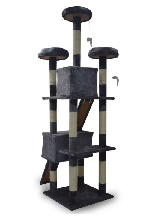 E-hurtownia Drapak dla kota 170 cm ciemnoszary domek platformy legowisko zabawki sizal