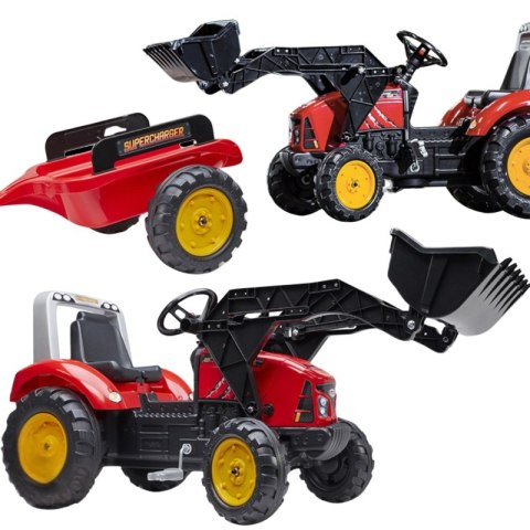 FALK FALK Traktor Red Supercharger na Pedały z Przyczepą od 3 Lat FALK FALK Traktor Red Supercharger na Pedały z Przyczepą od 3 Lat