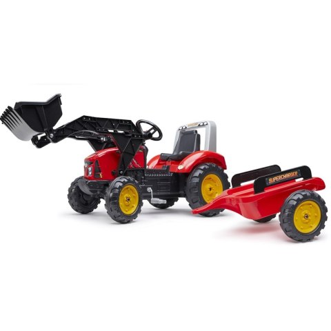 FALK FALK Traktor Red Supercharger na Pedały z Przyczepą od 3 Lat FALK FALK Traktor Red Supercharger na Pedały z Przyczepą od 3 Lat