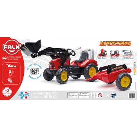 FALK FALK Traktor Red Supercharger na Pedały z Przyczepą od 3 Lat FALK FALK Traktor Red Supercharger na Pedały z Przyczepą od 3 Lat