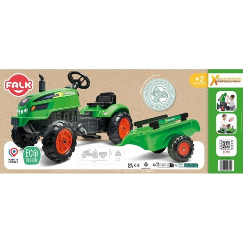FALK FALK Traktorek X Tractor Zielony z Przyczepką Klakson od 2 Lat FALK FALK Traktorek X Tractor Zielony z Przyczepką Klakson od 2 Lat