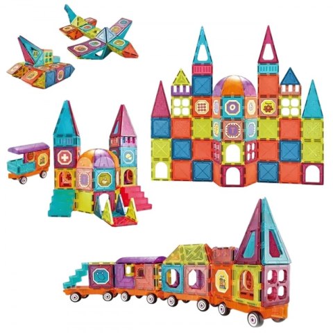 Woopie WOOPIE Klocki Magnetyczne 3D Zestaw Pociąg 71el.