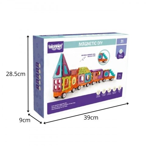 Woopie WOOPIE Klocki Magnetyczne 3D Zestaw Pociąg 71el.