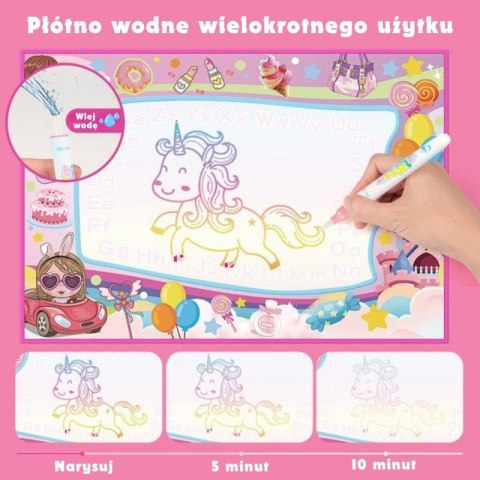 Woopie WOOPIE Mata Wodna do Malowania 2w1 XXL 100x70cm Świeci w Ciemności