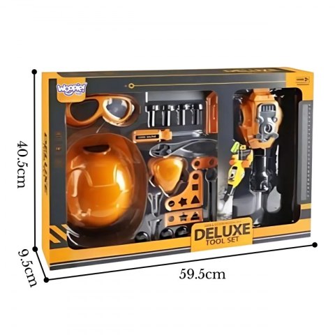 Woopie WOOPIE Zestaw Narzędzi Małego Majsterkowicza Gogle Kask Młot Pneumatyczny 21el.