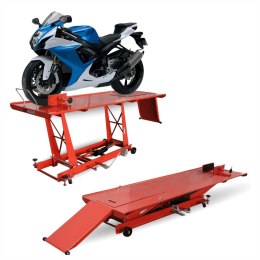 Bituxx Podnośnik motocyklowy platforma podnośnik hydrauliczny 460 kg czerwony