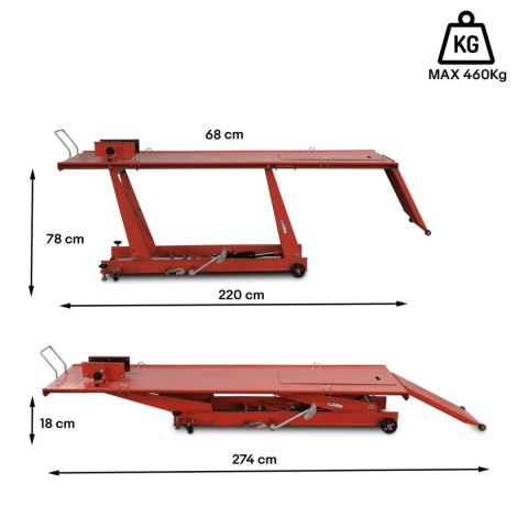 Bituxx Podnośnik motocyklowy platforma podnośnik hydrauliczny 460 kg czerwony Bituxx Podnośnik motocyklowy platforma podnośnik hydrauliczny 460 kg czerwony