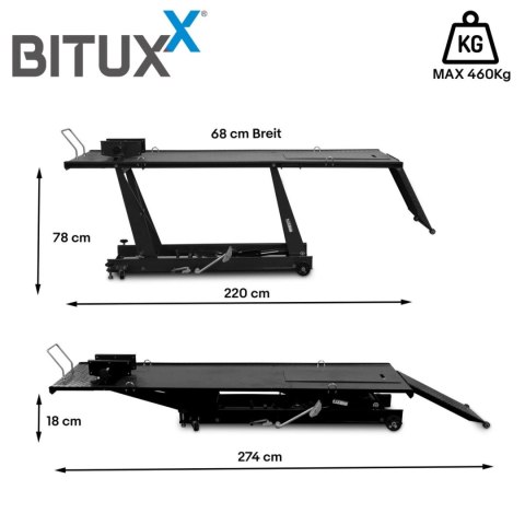 Bituxx Podnośnik motocyklowy platforma podnośnik hydrauliczny 464 kg stabilny Bituxx Podnośnik motocyklowy platforma podnośnik hydrauliczny 464 kg stabilny
