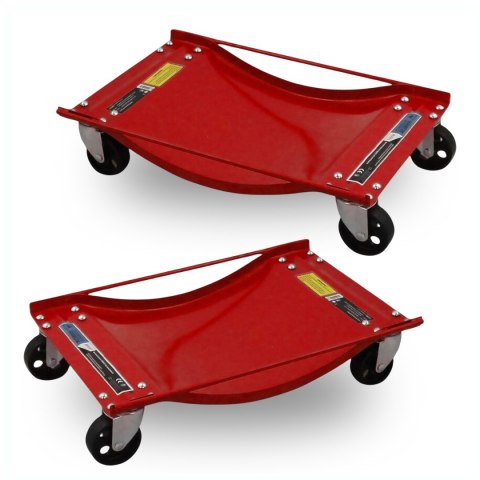 Bituxx Wózki Manewrowe 450 kg 2 Sztuki Czerwone Rolki Transportowe do Samochodów Bituxx Wózki Manewrowe 450 kg 2 Sztuki Czerwone Rolki Transportowe do Samochodów