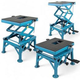 E-hurtownia Podnośnik Motocyklowy Hydrauliczny Platforma 135 kg 87cm Niebieski stabilny