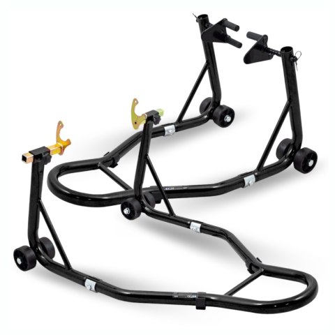 E-hurtownia Zestaw stojak motocyklowy przód tył stalowy stabilny regulowany 250 kg E-hurtownia Zestaw stojak motocyklowy przód tył stalowy stabilny regulowany 250 kg