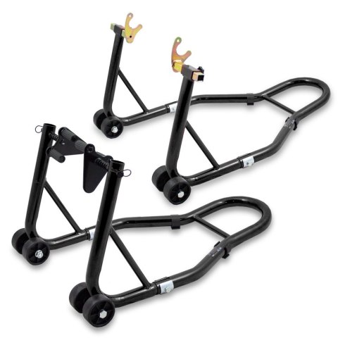 E-hurtownia Zestaw stojak motocyklowy przód tył stalowy stabilny regulowany 250 kg E-hurtownia Zestaw stojak motocyklowy przód tył stalowy stabilny regulowany 250 kg
