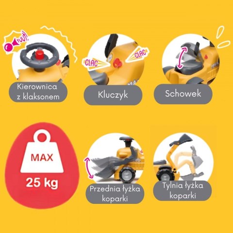 FALK FALK Chodzik Jeździk Koparka Marcel z Przyczepką FALK FALK Chodzik Jeździk Koparka Marcel z Przyczepką