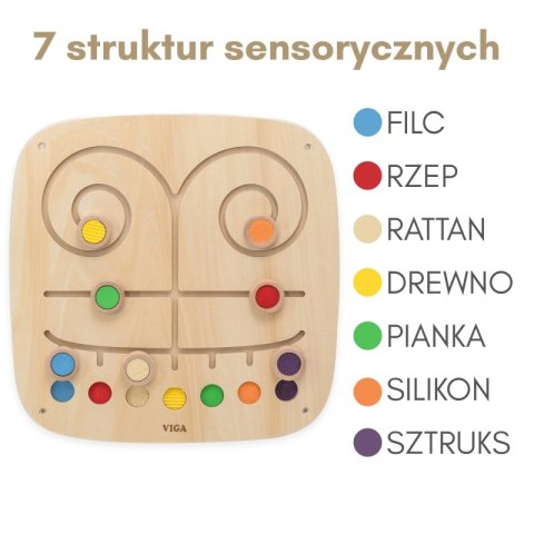 Viga Toys VIGA Drewniana Tablica Manipulacyjna Sensoryczna Labirynt Dotknij i Dopasuj Viga Toys VIGA Drewniana Tablica Manipulacyjna Sensoryczna Labirynt Dotknij i Dopasuj