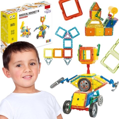 Woopie WOOPIE Klocki Magnetyczne 3D Pojazdy Zestaw 80el. Woopie WOOPIE Klocki Magnetyczne 3D Pojazdy Zestaw 80el.