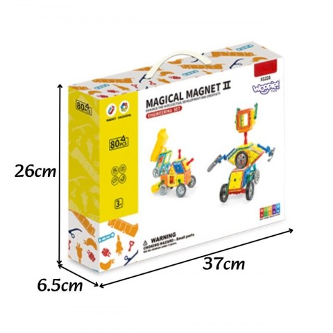 Woopie WOOPIE Klocki Magnetyczne 3D Pojazdy Zestaw 80el. Woopie WOOPIE Klocki Magnetyczne 3D Pojazdy Zestaw 80el.