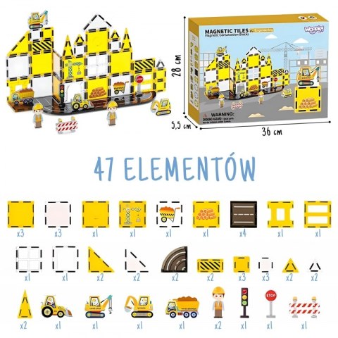Woopie WOOPIE Magneyczne Klocki Konstrukcyjne Plac Budowy STEAM 47 el. Woopie WOOPIE Magneyczne Klocki Konstrukcyjne Plac Budowy STEAM 47 el.