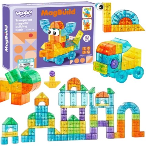 Woopie WOOPIE Przezroczyste Magnetyczne Klocki Konstrukcyjne 43 el. Woopie WOOPIE Przezroczyste Magnetyczne Klocki Konstrukcyjne 43 el.