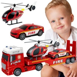 Woopie WOOPIE Zestaw Pojazdów Laweta Strażacka Helikopter Samochód Dźwięk Światła