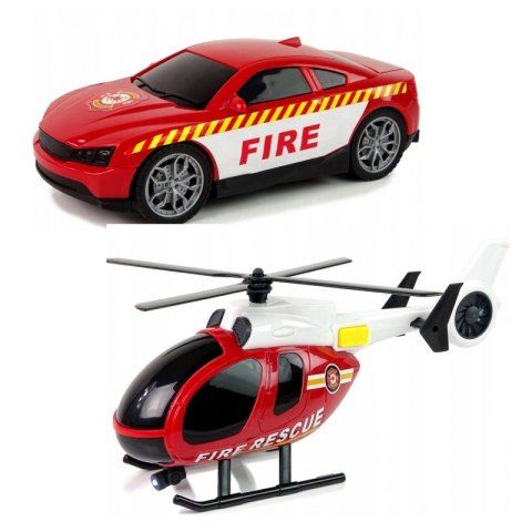 Woopie WOOPIE Zestaw Pojazdów Laweta Strażacka Helikopter Samochód Dźwięk Światła Woopie WOOPIE Zestaw Pojazdów Laweta Strażacka Helikopter Samochód Dźwięk Światła