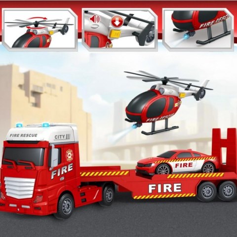 Woopie WOOPIE Zestaw Pojazdów Laweta Strażacka Helikopter Samochód Dźwięk Światła Woopie WOOPIE Zestaw Pojazdów Laweta Strażacka Helikopter Samochód Dźwięk Światła