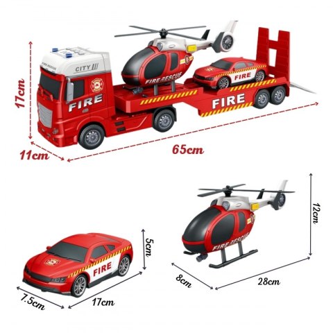 Woopie WOOPIE Zestaw Pojazdów Laweta Strażacka Helikopter Samochód Dźwięk Światła Woopie WOOPIE Zestaw Pojazdów Laweta Strażacka Helikopter Samochód Dźwięk Światła