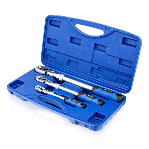 Bituxx Grzechotki Teleskopowe 3 el. z Nakrętkami 17, 19, 21 mm CrV w Etui