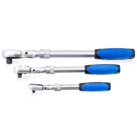 Bituxx Grzechotki Teleskopowe 3 el. z Nakrętkami 17, 19, 21 mm CrV w Etui