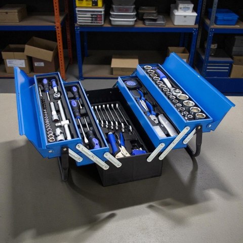 Bituxx Skrzynka narzędziowa 85el niebieska zestaw warsztatowy trwały organizacja