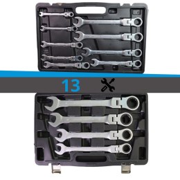 Bituxx Zestaw Kluczy Oczkowych z Grzechotką 13 el Elastycznych 8-32mm Stal Walizka