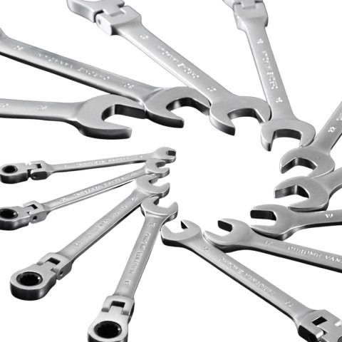 Bituxx Zestaw Kluczy Oczkowych z Grzechotką 13 el Elastycznych 8-32mm Stal Walizka