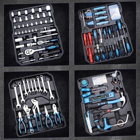 Bituxx Zestaw Narzędzi 1300 el. Walizka na Kółkach Bity Klucze Nasadki Śrubokręty