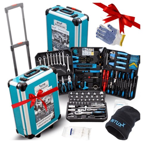 Bituxx Zestaw Narzędzi Warsztatowych 1200 Elementów Walizka Klucze Bity Nasadki