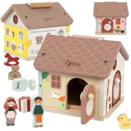 Classic World CLASSIC WORLD Drewniany Domek Sensoryczny Edukacyjny z Zamkami Kluczykami 11el.