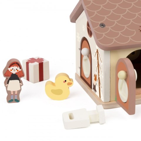 Classic World CLASSIC WORLD Drewniany Domek Sensoryczny Edukacyjny z Zamkami Kluczykami 11el.